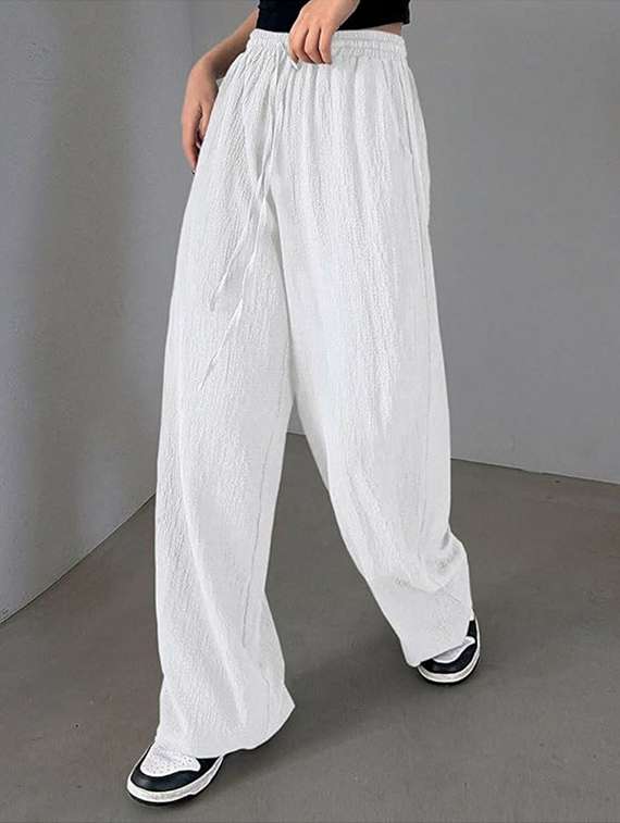 women white lycra wide leg trouser