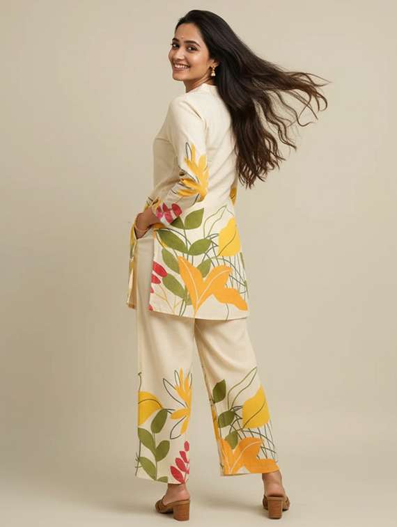 women off white co-ord set - 22455554 -  Standard Image - 3