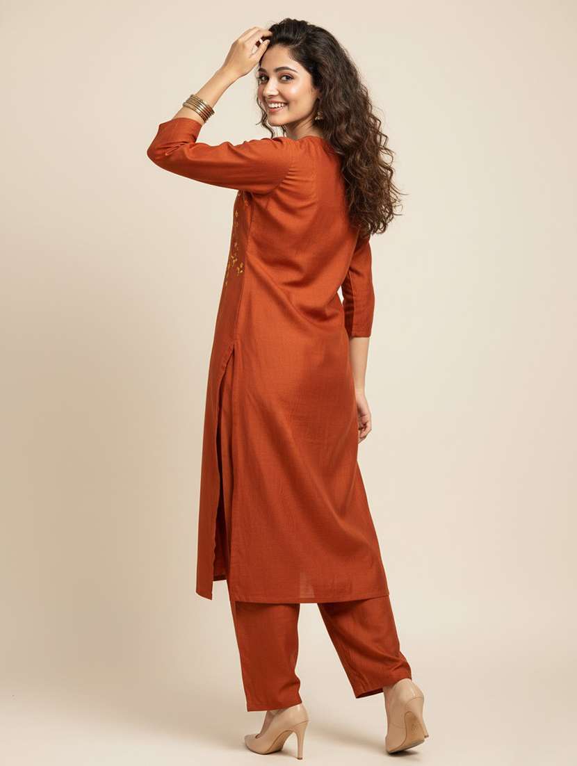 women rust co-ord set - 22455555 -  Standard Image - 3