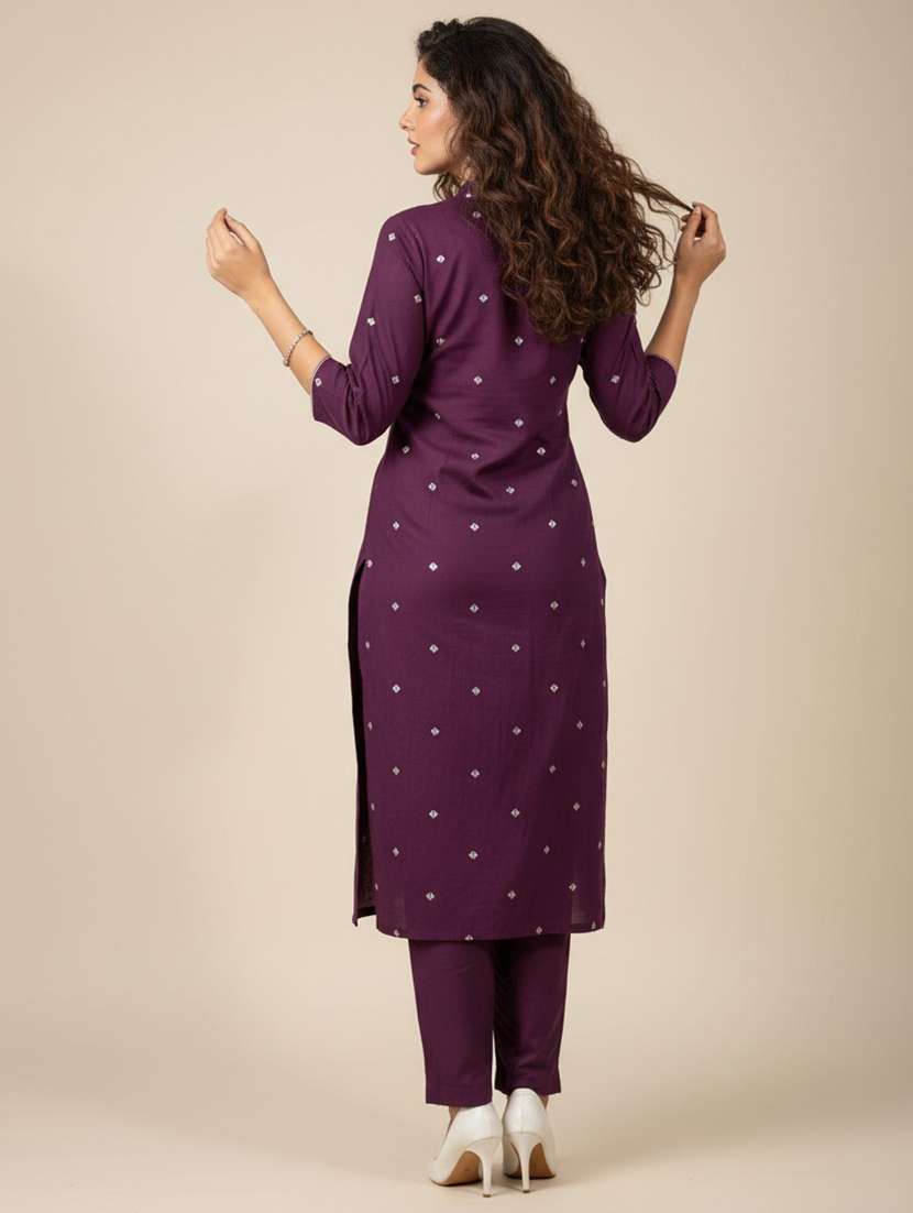 women burgundy co-ord set - 22455556 -  Standard Image - 3