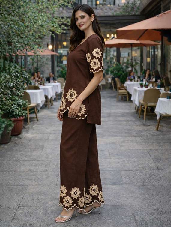 women brown co-ord set - 22455562 -  Standard Image - 3