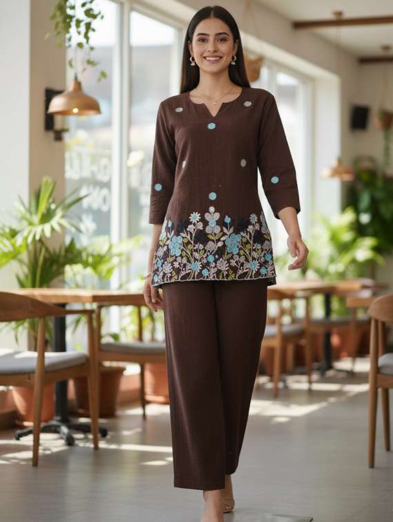 women brown co-ord set