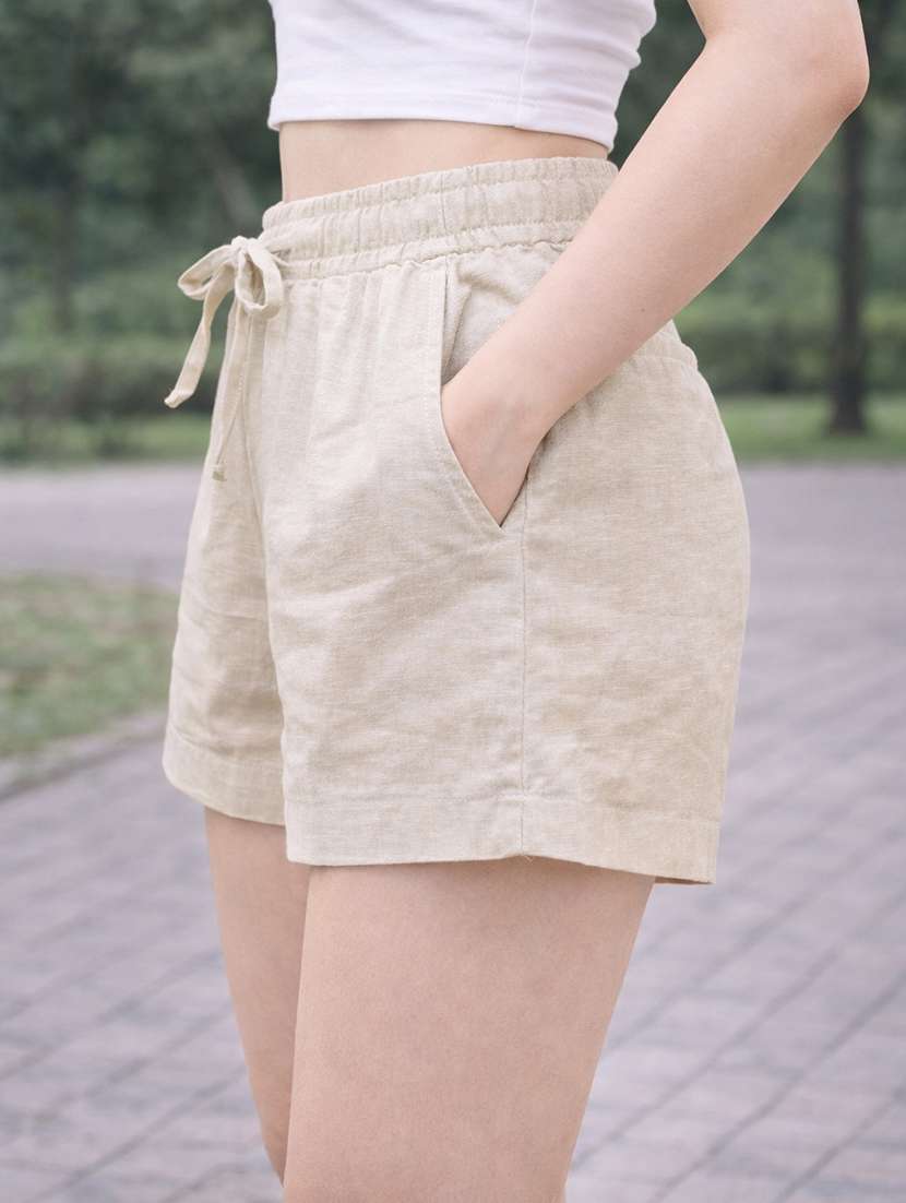 women cream cotton loungewear short - 22455586 -  Standard Image - 3