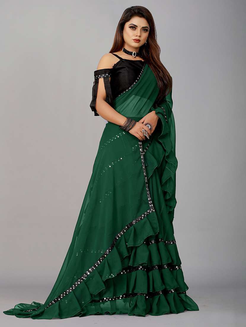 women embellished ruffle saree with blouse  - 22455855 -  Standard Image - 5