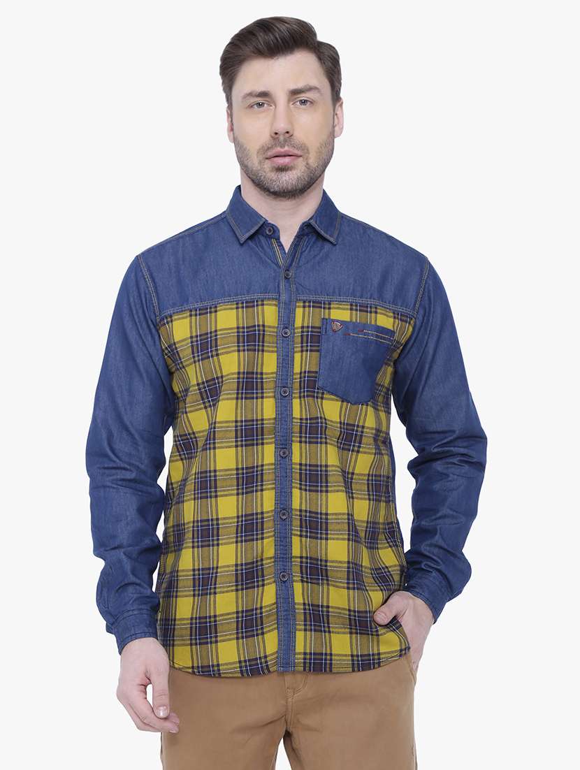 men checkered long sleeve regular fit casual shirt