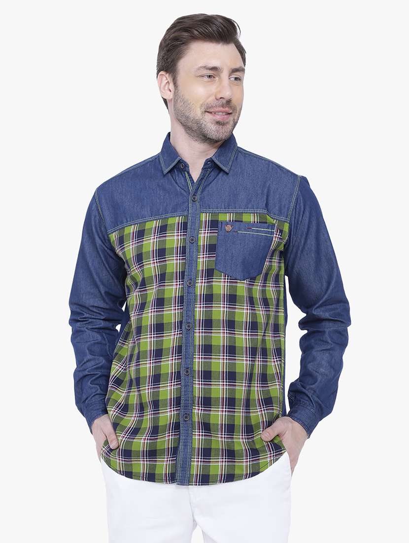 men checkered long sleeve regular fit casual shirt