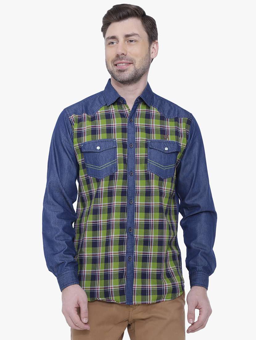 men checkered long sleeve regular fit casual shirt