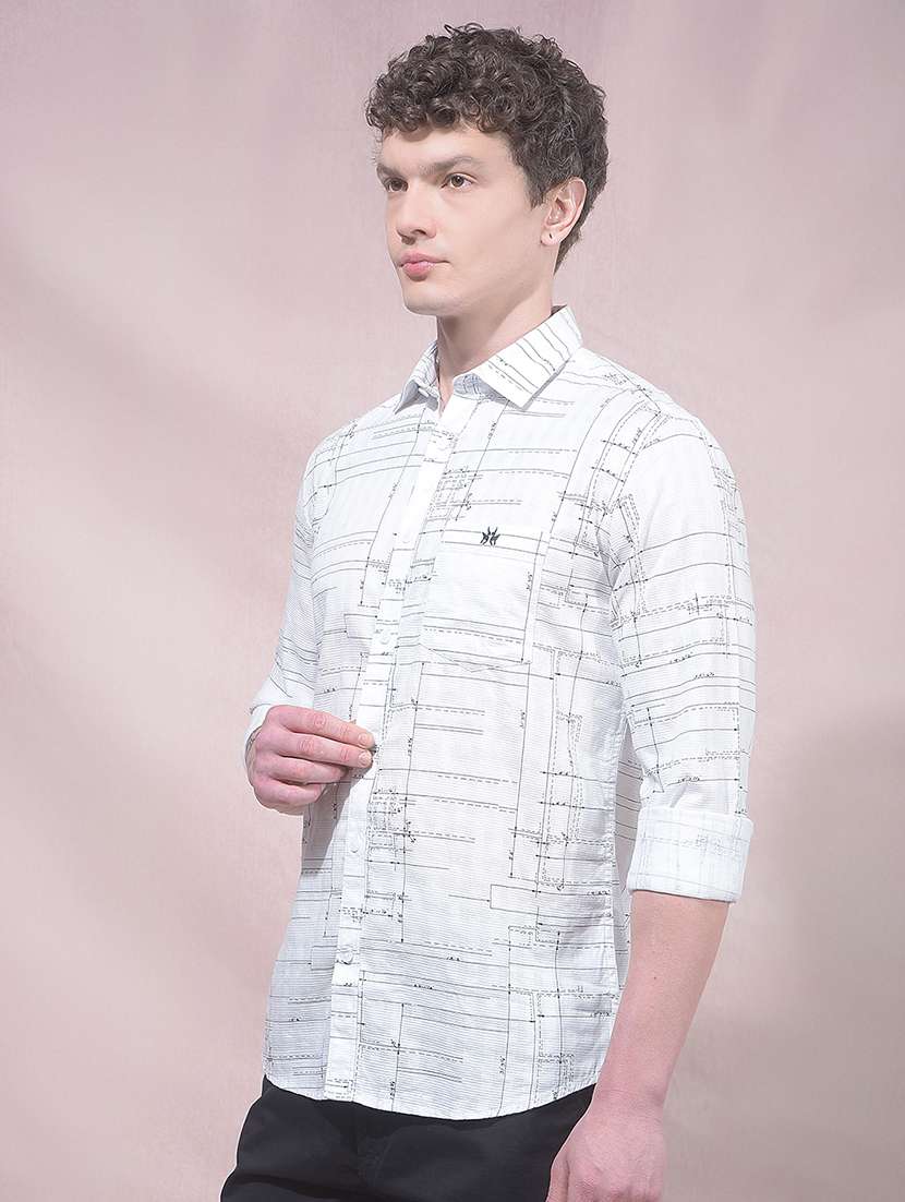 men printed long sleeve slim fit casual shirt - 22455927 -  Standard Image - 3