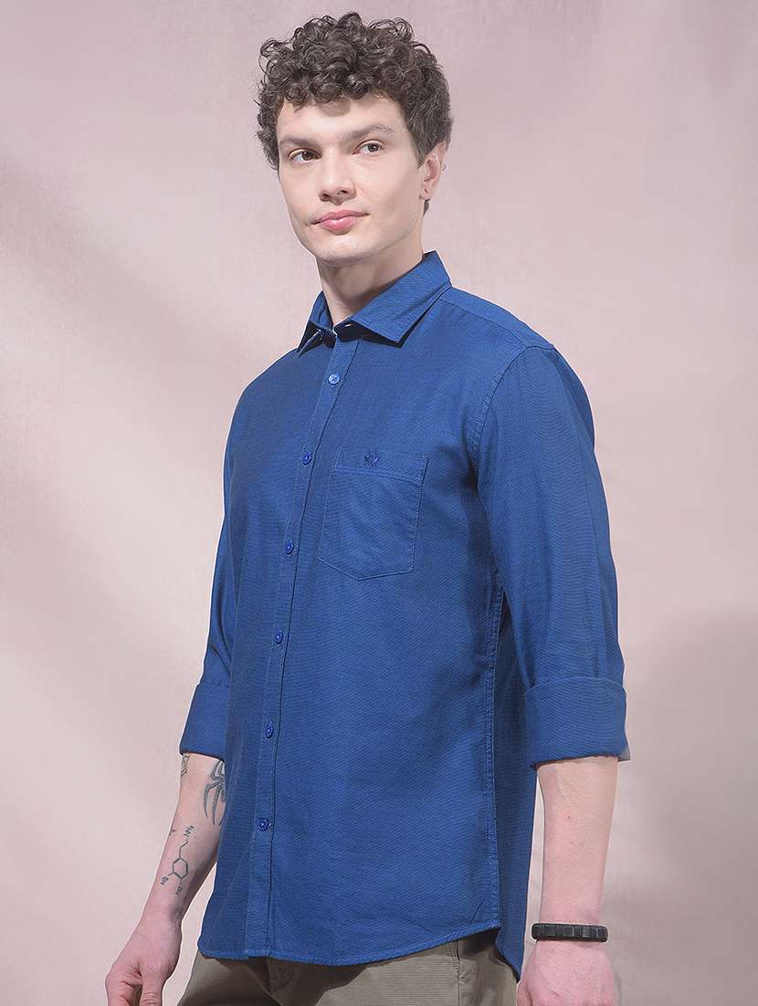 men solid long sleeve slim fit casual shirt - 22455929 -  Standard Image - 3
