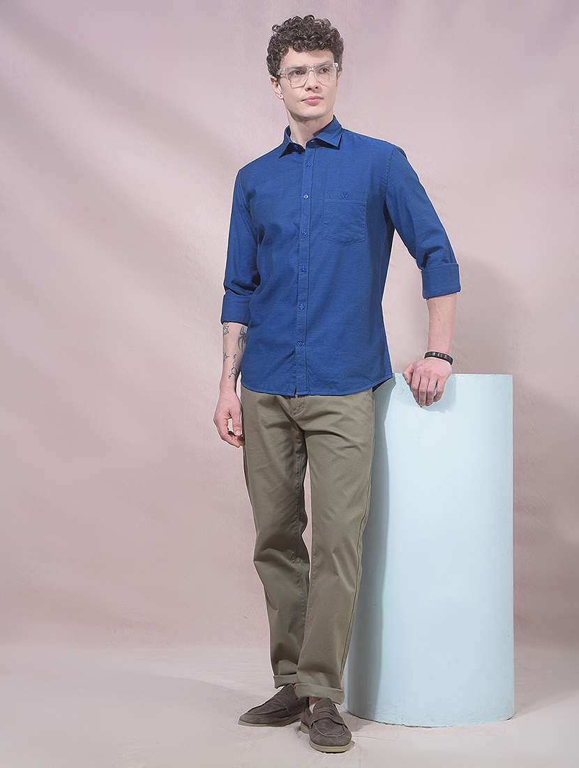 men solid long sleeve slim fit casual shirt - 22455929 -  Standard Image - 5