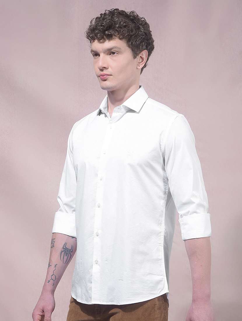 men solid long sleeve slim fit casual shirt - 22455935 -  Standard Image - 3