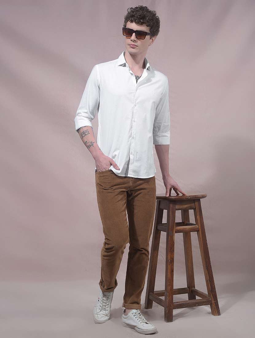 men solid long sleeve slim fit casual shirt - 22455935 -  Standard Image - 5