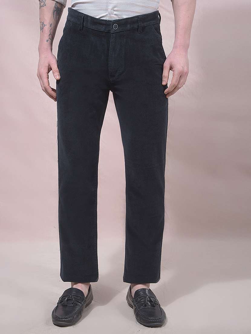 men solid mid rise chinos casual trouser