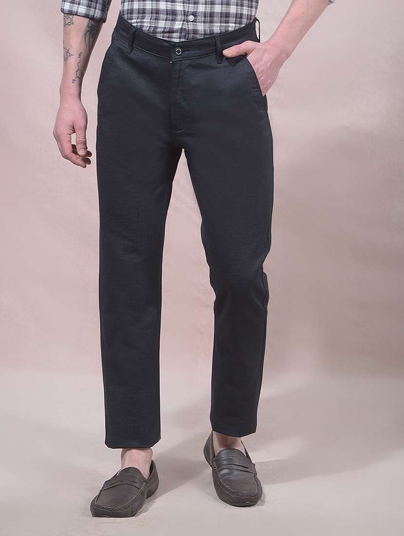 men solid mid rise chinos casual trouser