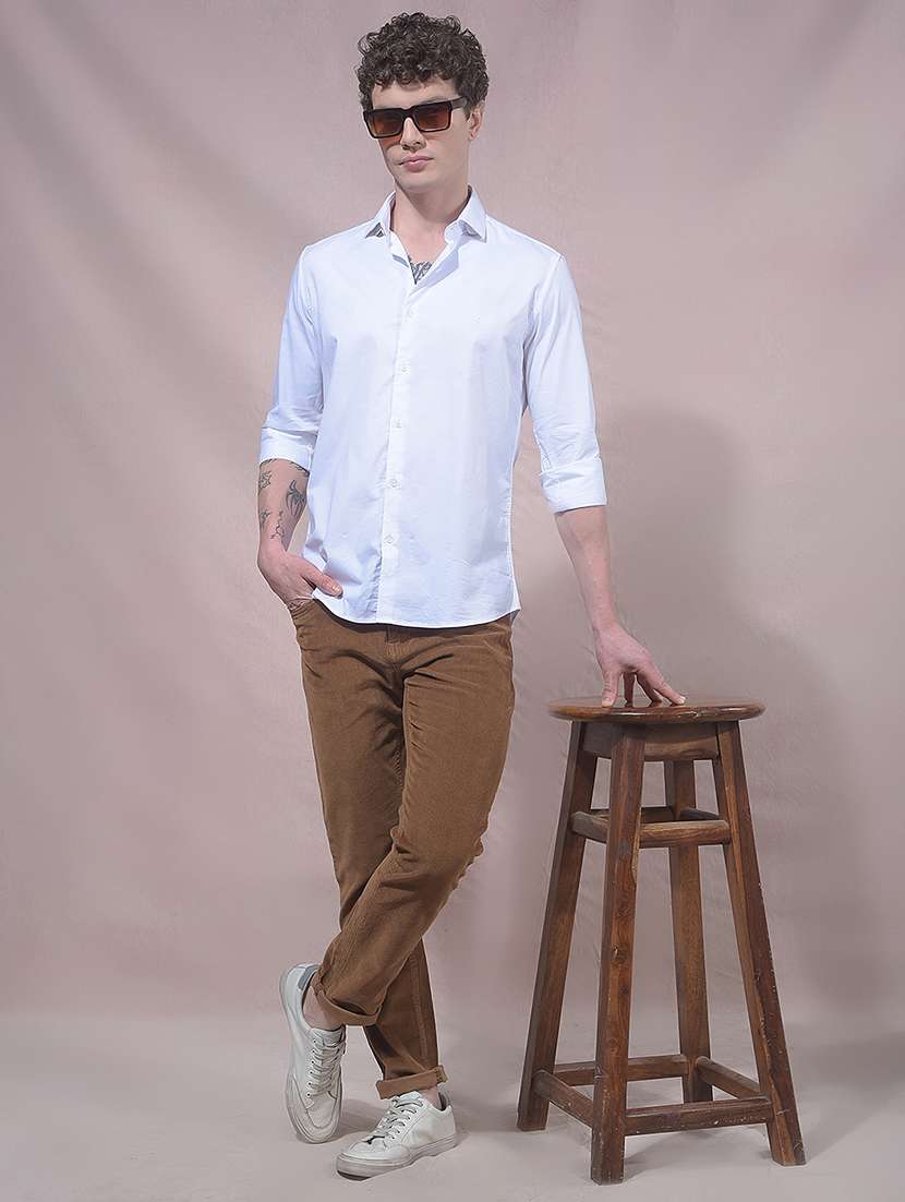 Men Solid Mid Rise Chinos Casual Trouser - 22455969 -  Standard Image - 5