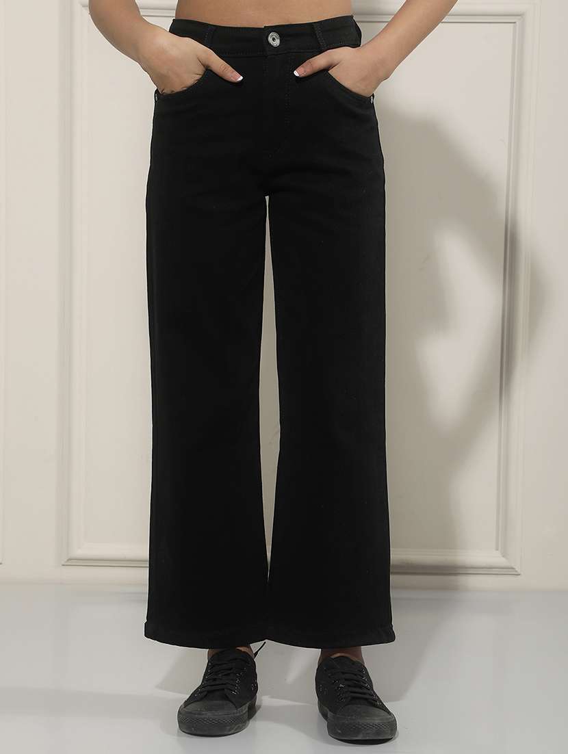 girls black cotton plain jean