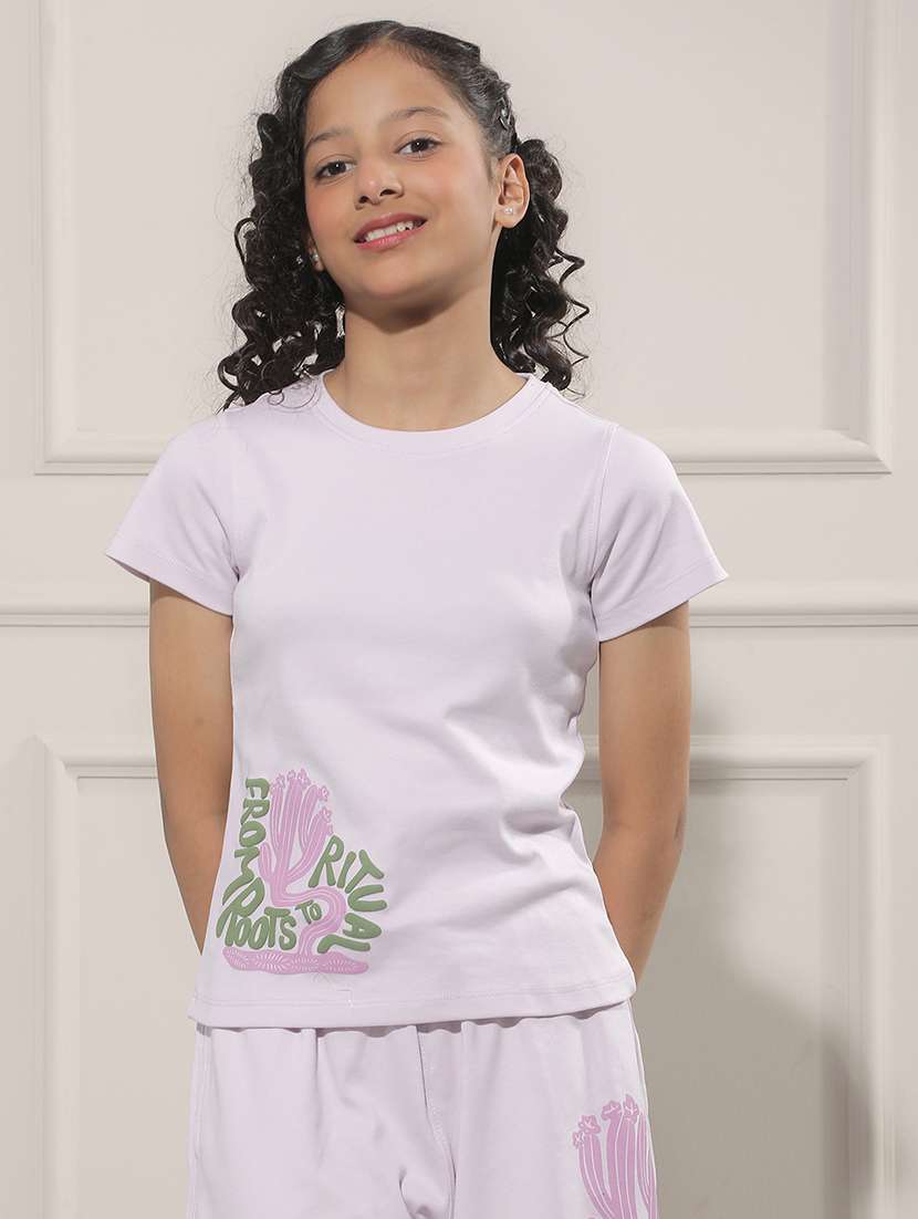 girl purple cotton blend tee