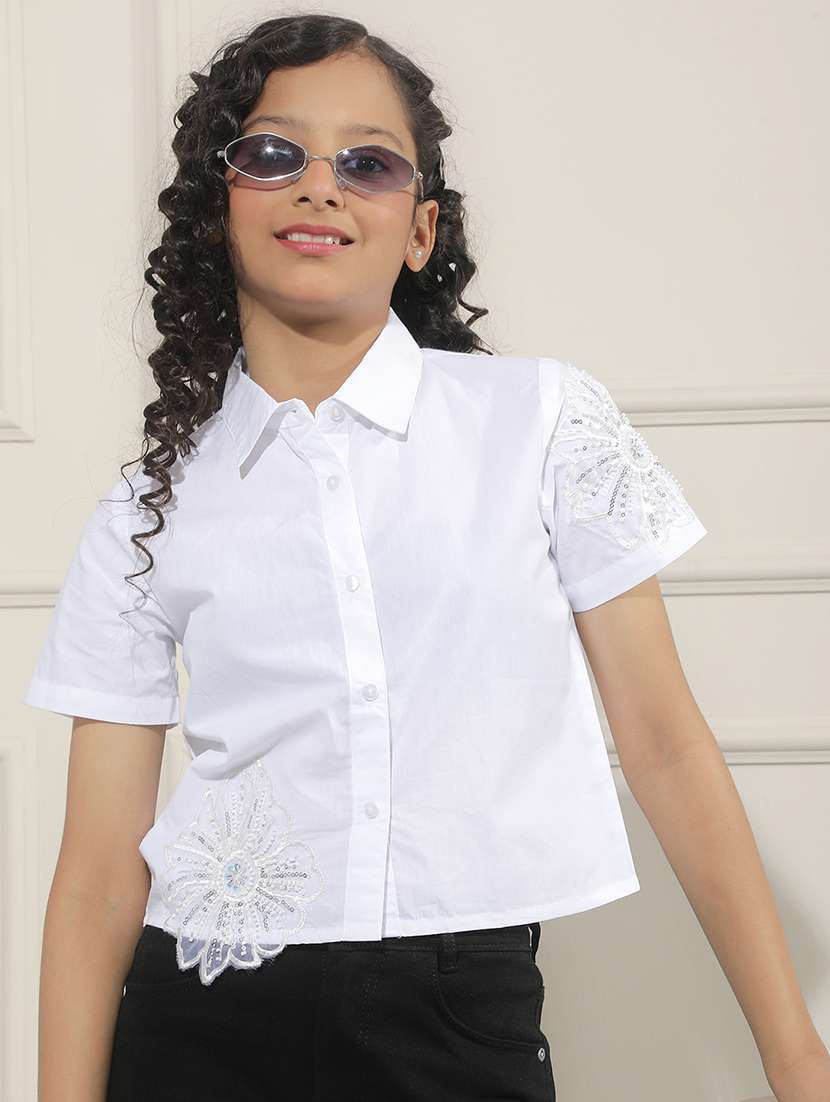 girls white cotton tee