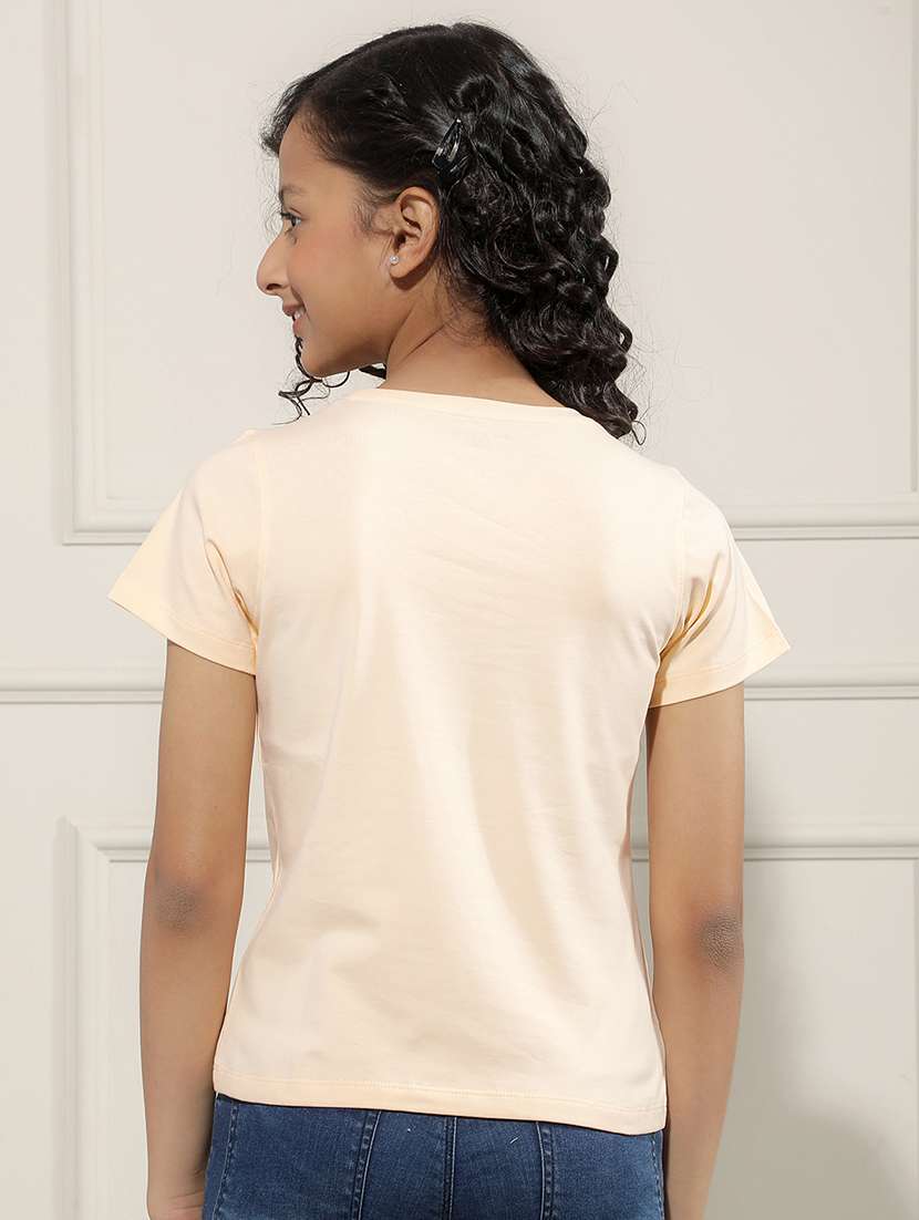 Girl Beige Cotton Tee - 22456037 -  Standard Image - 3