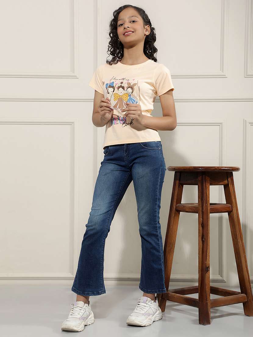 Girl Beige Cotton Tee - 22456037 -  Standard Image - 5
