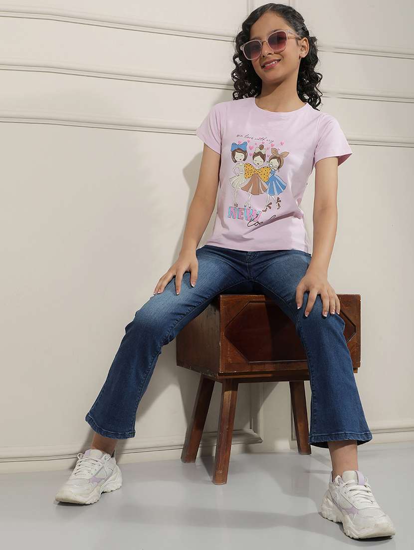 Girls Purple Cotton Tee - 22456038 -  Standard Image - 5
