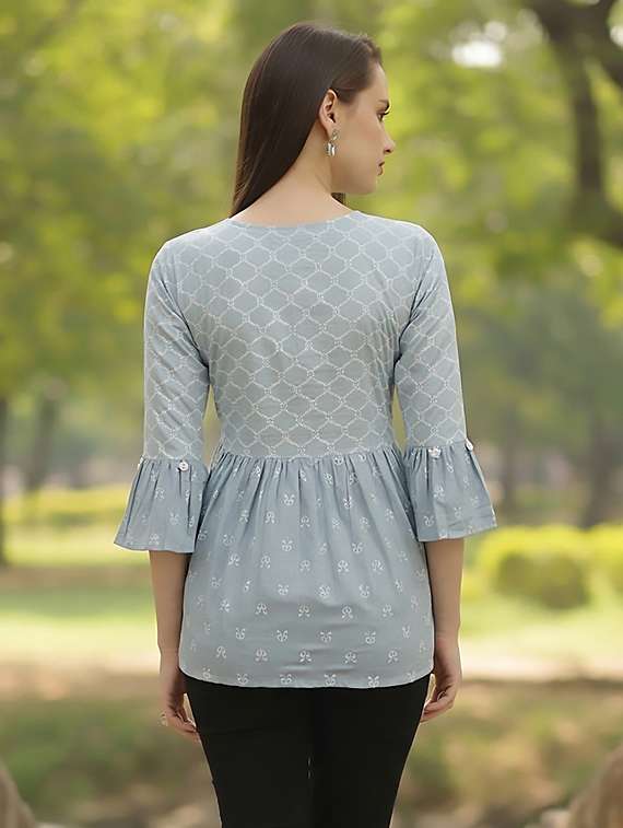 women blue cotton straight kurti - 22456052 -  Standard Image - 3
