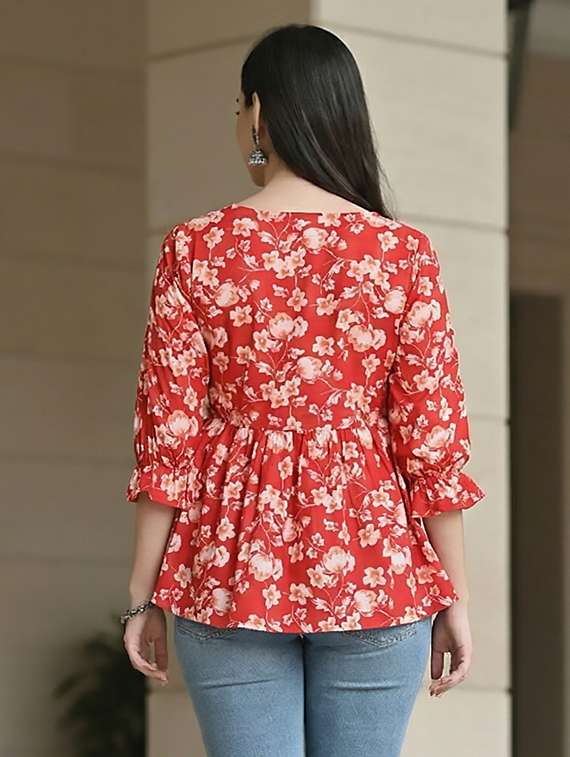 women red cotton straight kurti - 22456067 -  Standard Image - 3