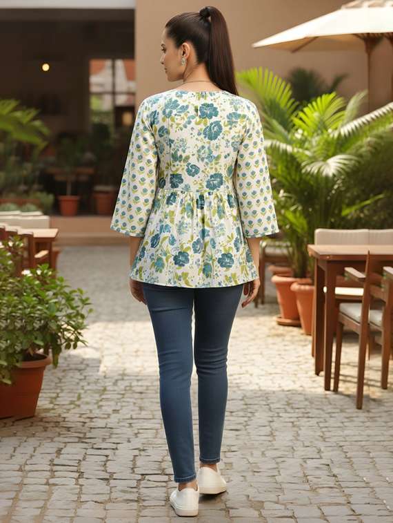 Women White Cotton Straight Kurti - 22456078 -  Standard Image - 3