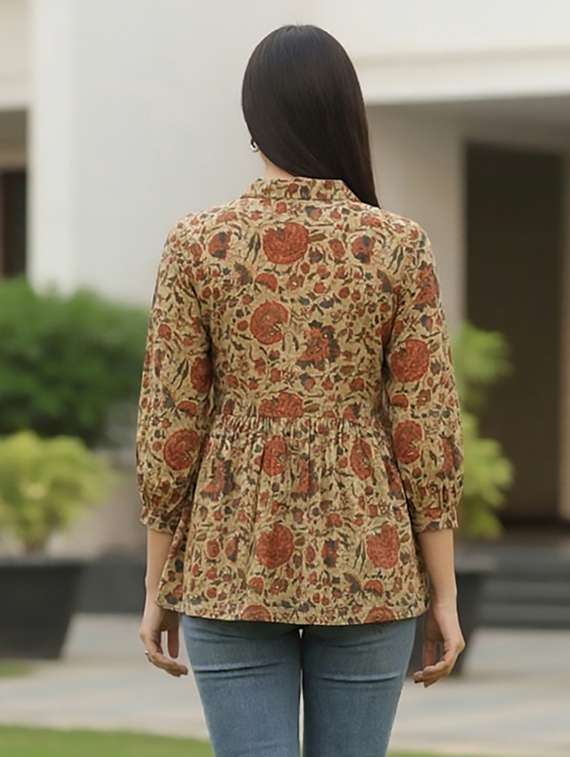 women beige cotton straight kurti - 22456083 -  Standard Image - 3