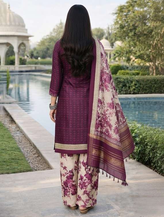 women maroon kurta salwar set - 22456094 -  Standard Image - 3