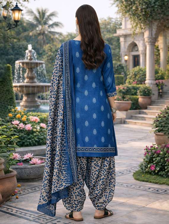 women blue kurta salwar set - 22456098 -  Standard Image - 3