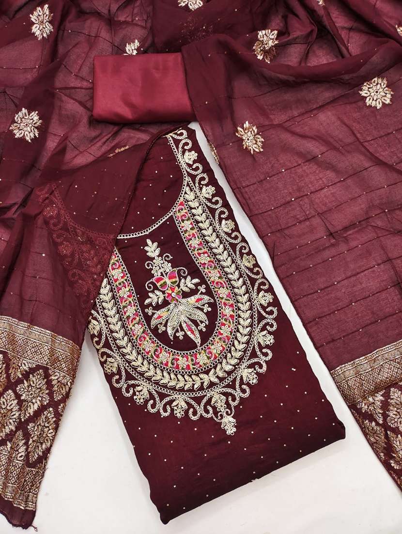 women solid with work unstitched suit set - 22456108 -  Standard Image - 3