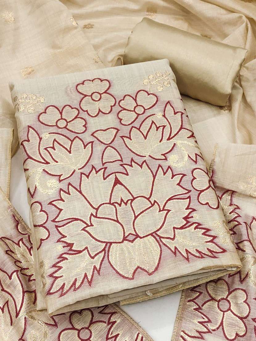 women self design unstitched suit set