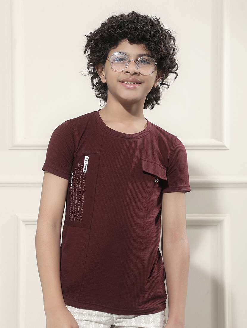 boys purple cotton blend t-shirt