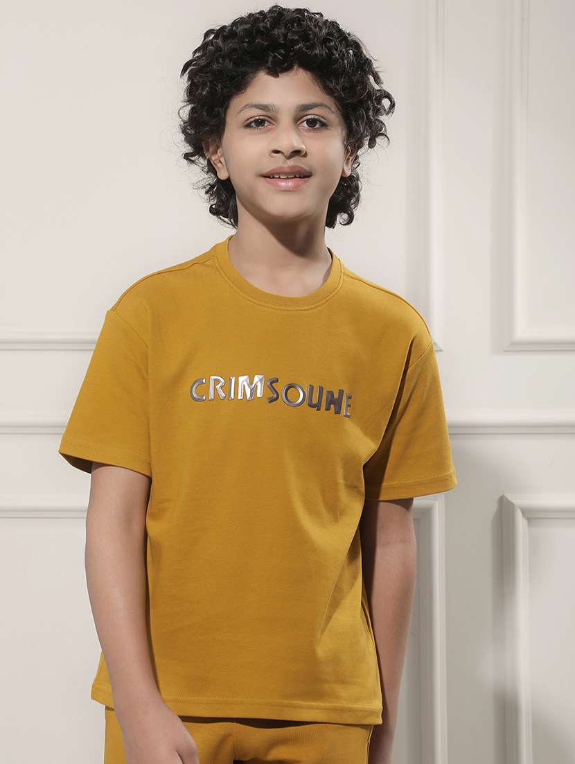 boys mustard cotton t-shirt