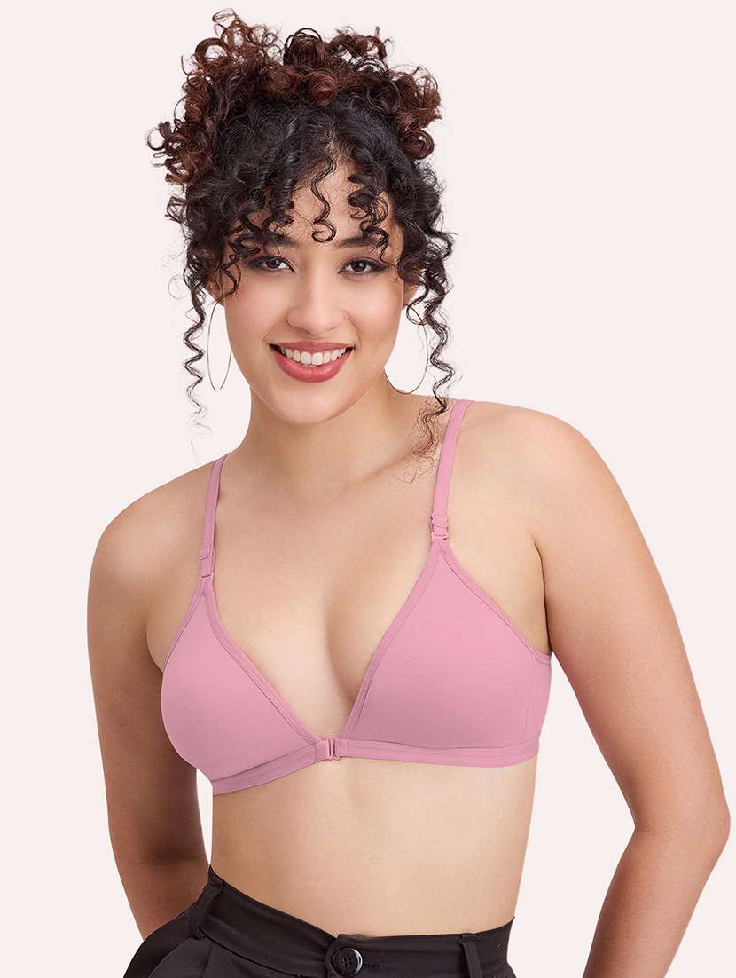 women solid non padded front open bra