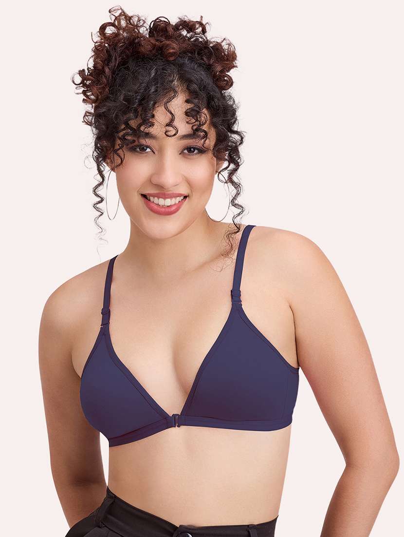 women solid non padded front open bra