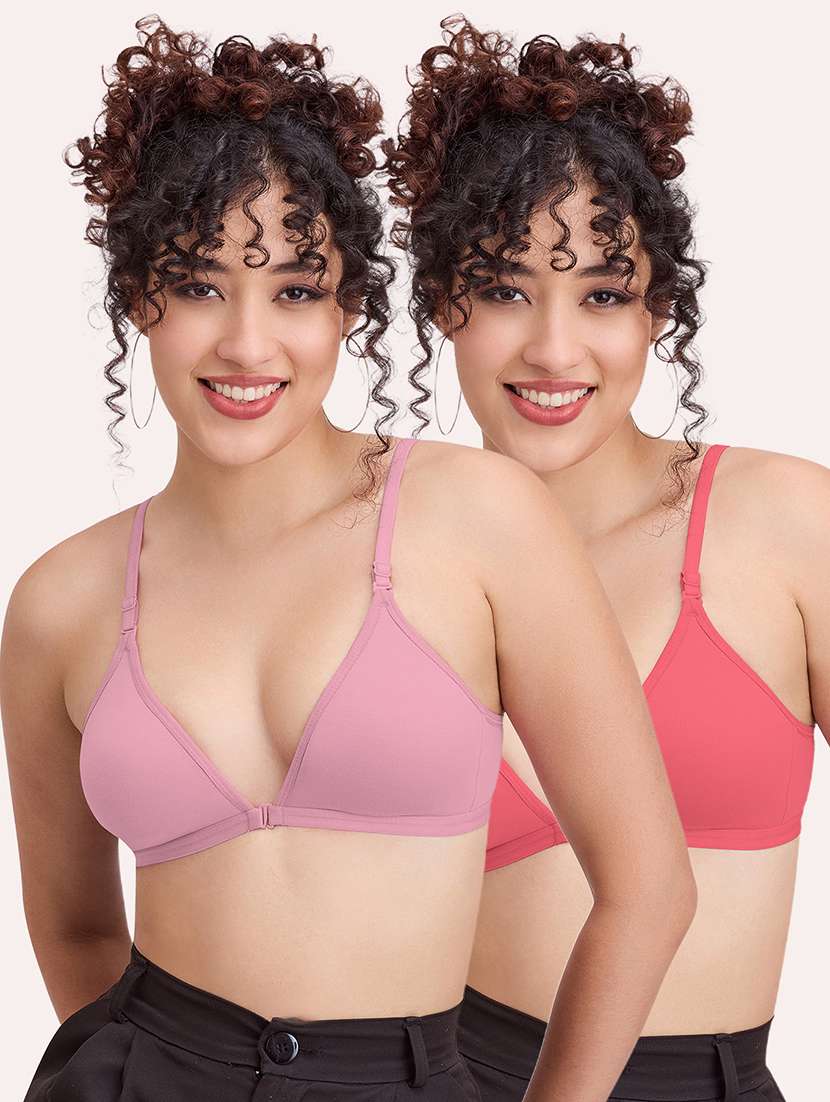 women pack of 2 solid non padded front open bra