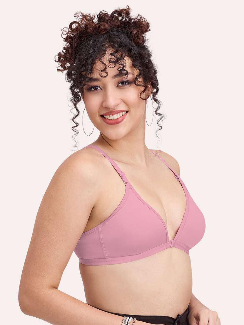 women pack of 2 solid non padded front open bra - 22456274 -  Standard Image - 3