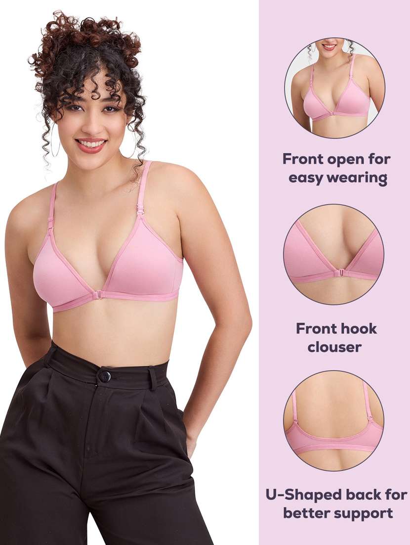 women pack of 2 solid non padded front open bra - 22456274 -  Standard Image - 5