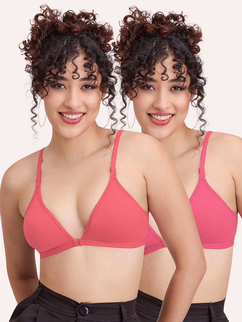 women pack of 2 solid non padded front open bra