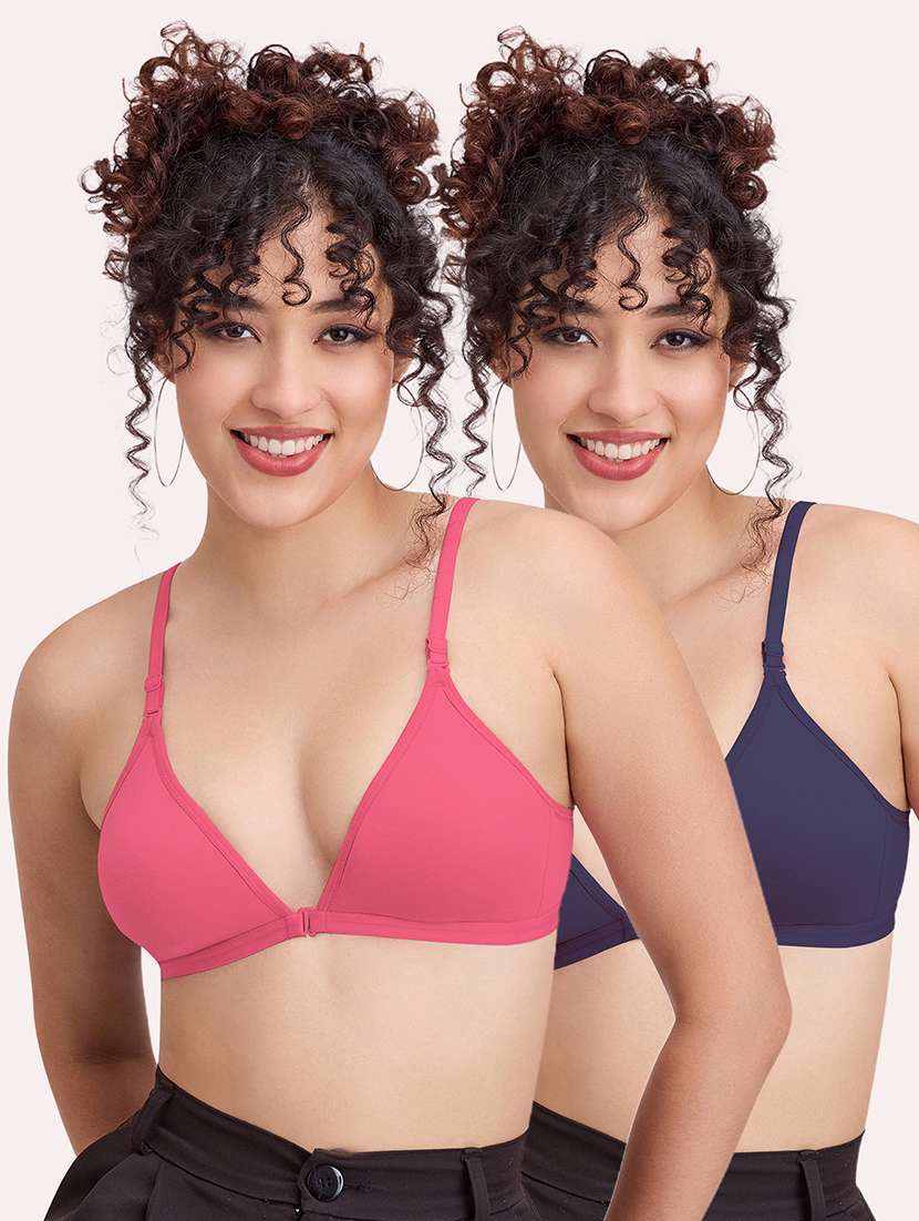 women pack of 2 solid non padded front open bra