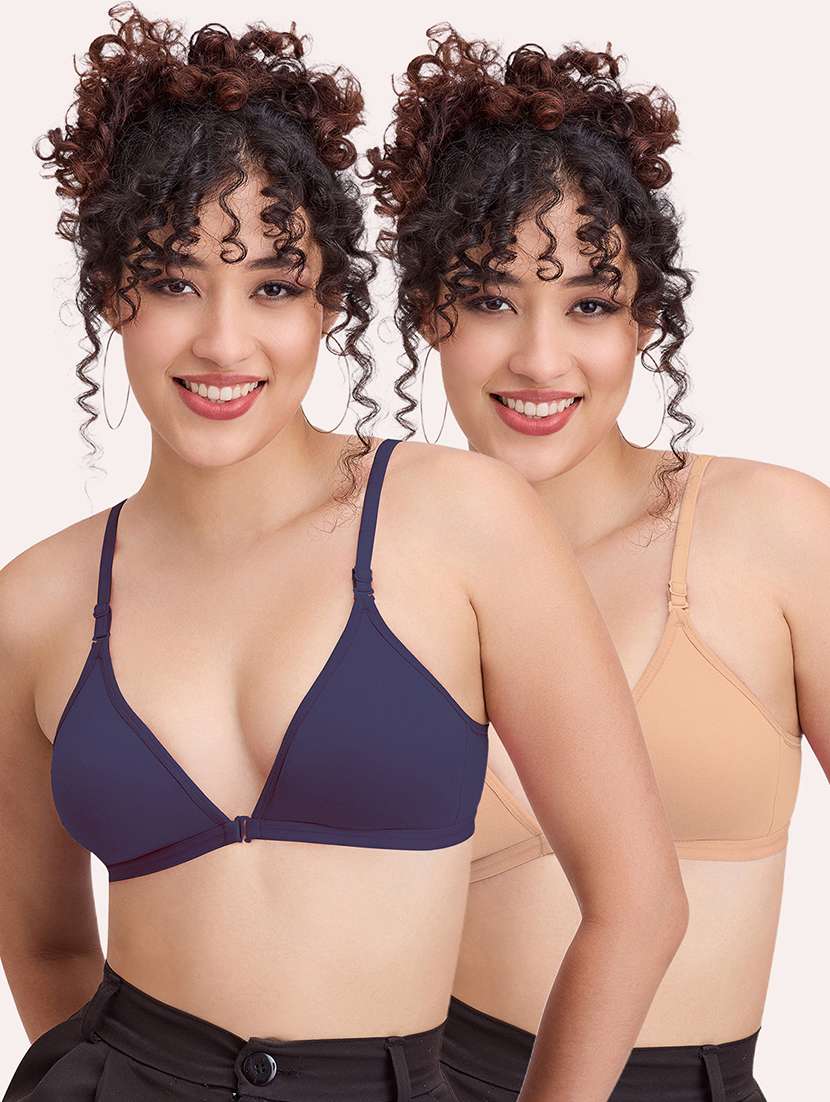 women pack of 2 solid non padded front open bra