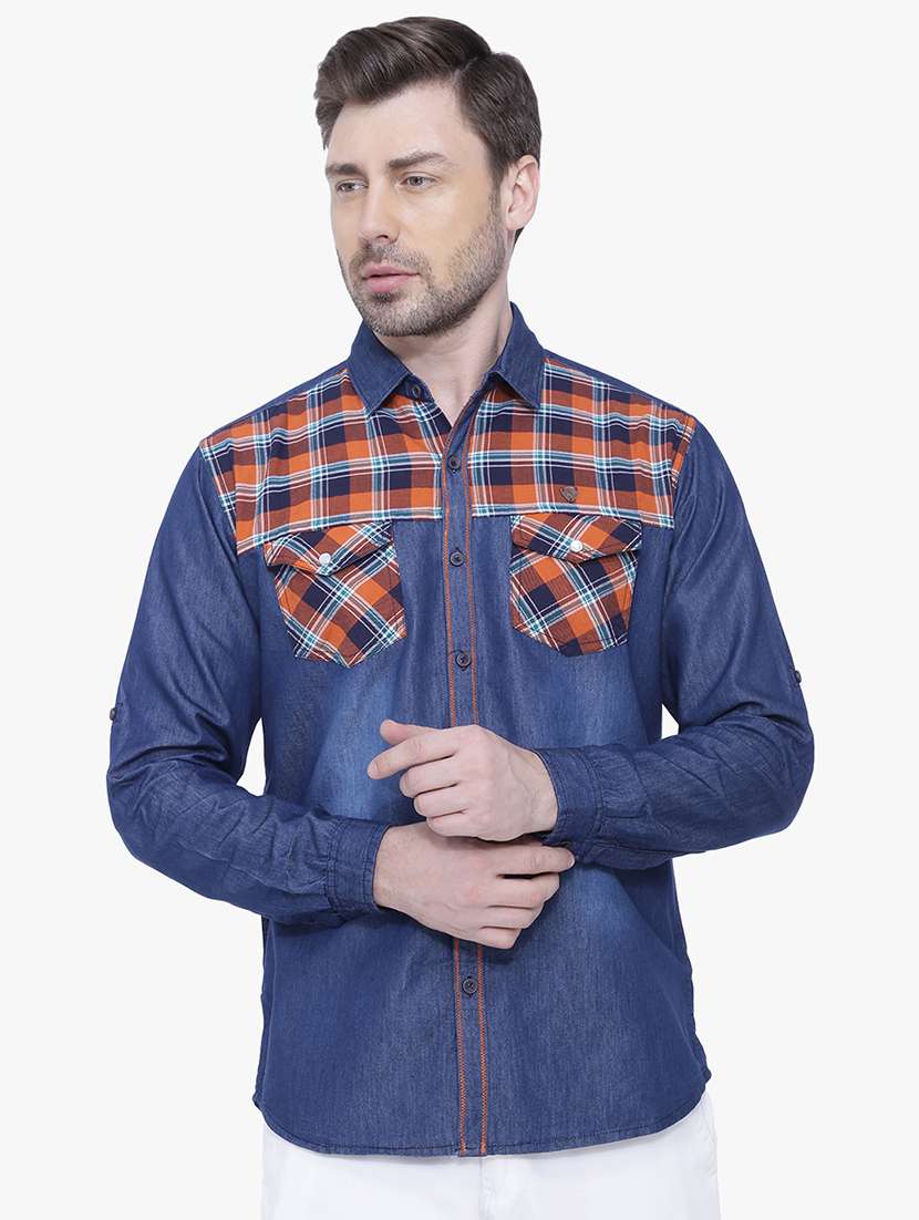 men checkered long sleeve regular fit casual shirt