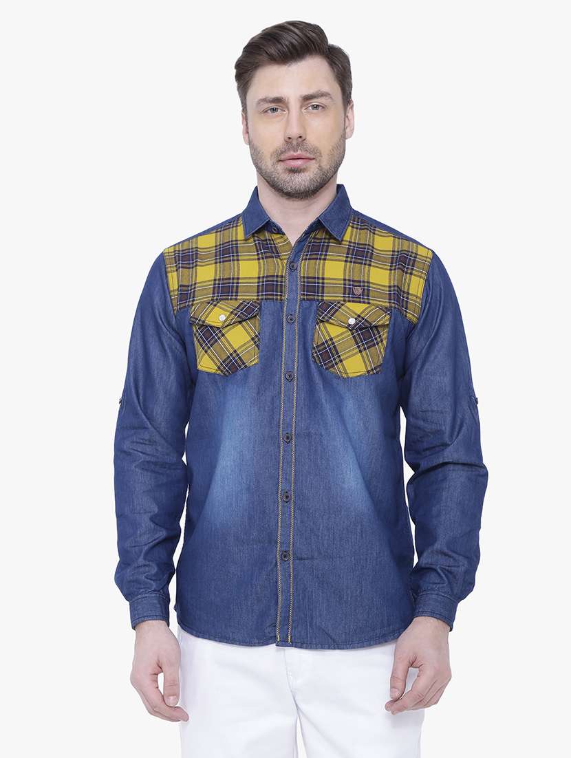 men checkered long sleeve regular fit casual shirt