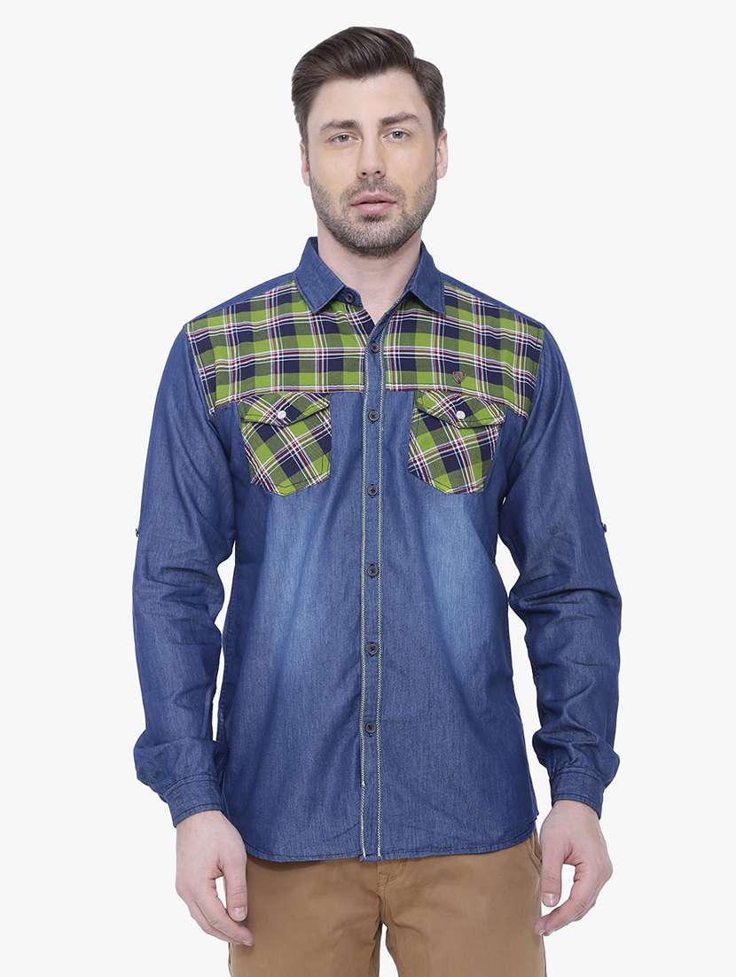 men checkered long sleeve regular fit casual shirt