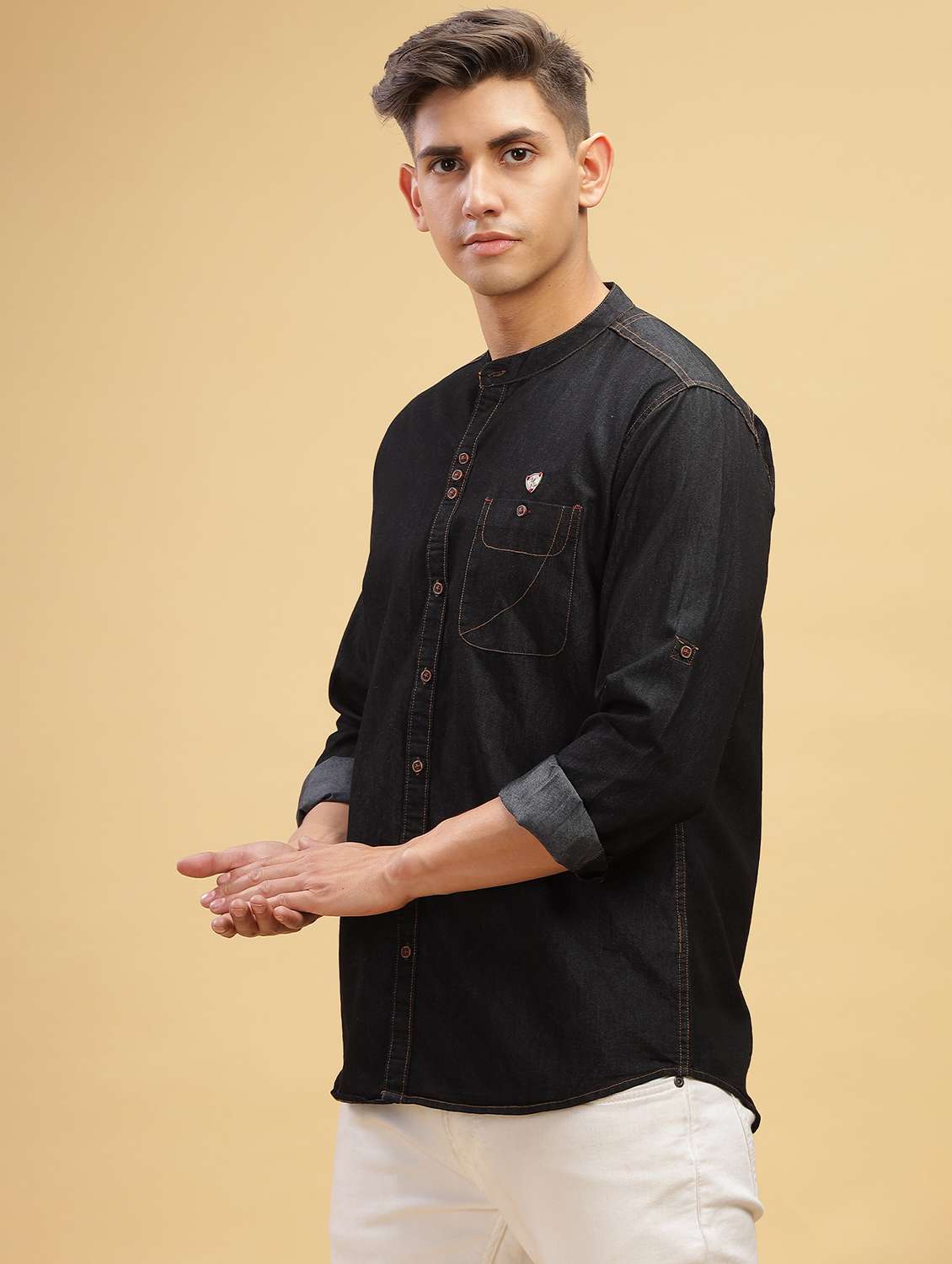 men solid long sleeve regular fit casual shirt - 22456286 -  Standard Image - 3