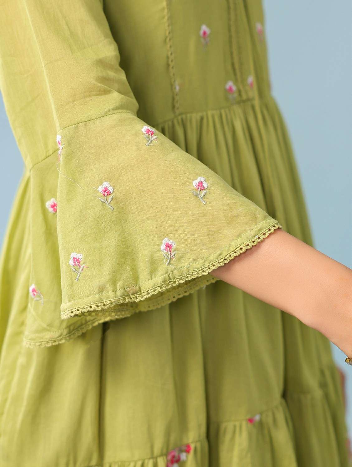 women green cotton tiered dress dress - 22456345 -  Standard Image - 5