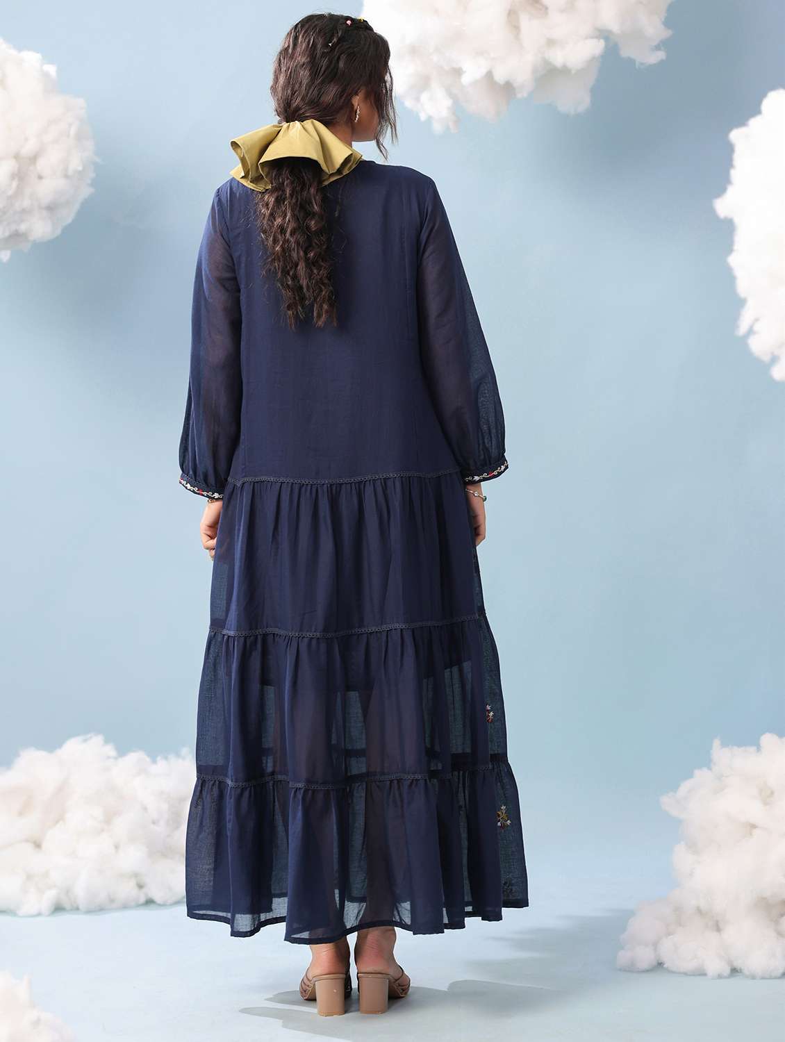 women tiered cotton maxi dress with embroidery - 22456369 -  Standard Image - 3