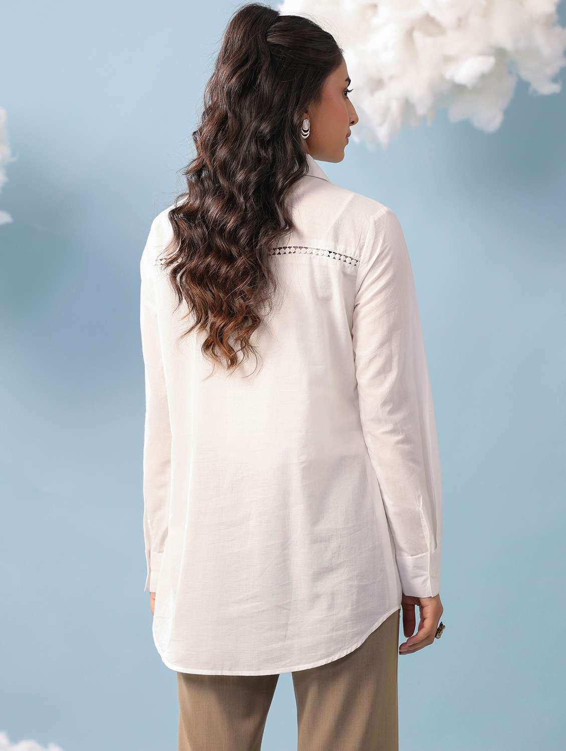  women solid white cotton regular shirt - 22456379 -  Standard Image - 3